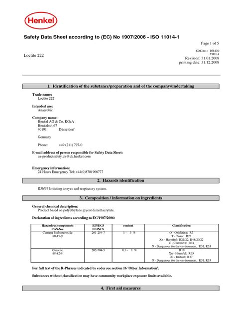 loctite 222 safety data sheet.